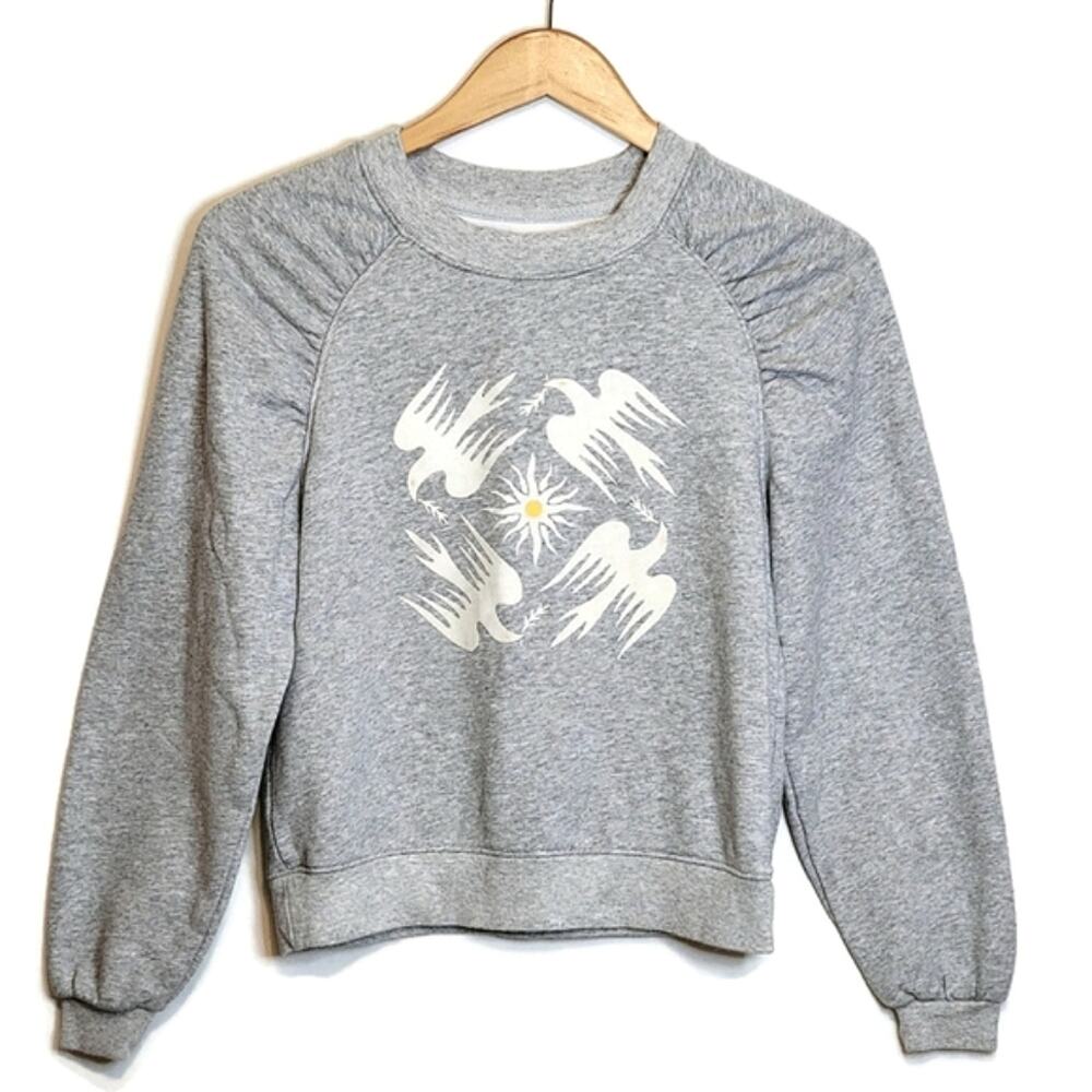 Anthropologie x Jason Yun Dove Crew Neck Long Sleeve Gray Sweatshirt Size XS